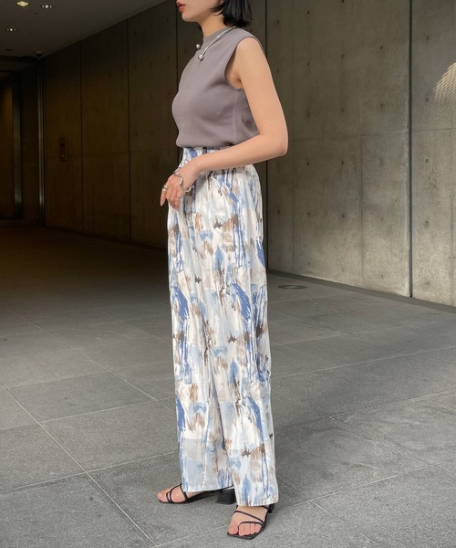 &g'aime（アンジェム）の「【&g’aime】アートプリントワイドパンツ（スラックス・レディース・ブルー/チャコール・FREE）」の5枚目の写真