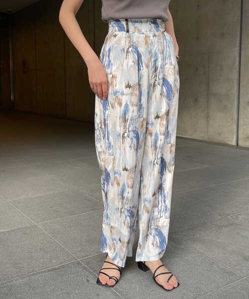&g'aime】アートプリントワイドパンツ（スラックス）｜&g'aime