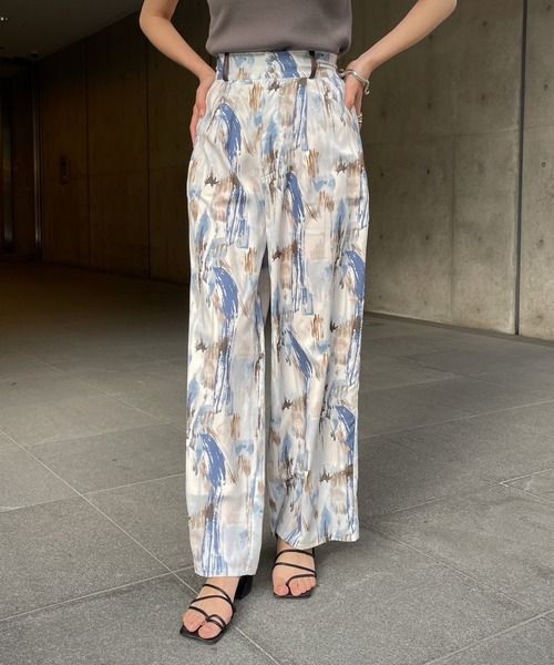 &g'aime（アンジェム）の「【&g’aime】アートプリントワイドパンツ（スラックス・レディース・ブルー/チャコール・FREE）」の6枚目の写真