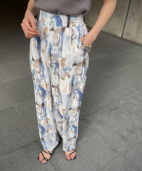 &g'aime（アンジェム）の「【&g’aime】アートプリントワイドパンツ（スラックス・レディース・ブルー/チャコール・FREE）」の12枚目の写真