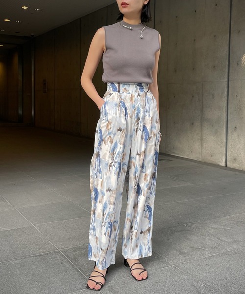 &g'aime（アンジェム）の「【&g’aime】アートプリントワイドパンツ（スラックス・レディース・ブルー/チャコール・FREE）」の4枚目の写真