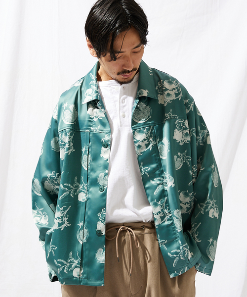 JOURNAL STANDARD(ジャーナルスタンダード)の「ネガポジ プリント トラッカー シャツブルゾン(シャツ/ブラウス・メンズ・グリーン/シャーベット/ネイビー/クリアブラック・MEDIUM/LARGE)」の12枚目の写真