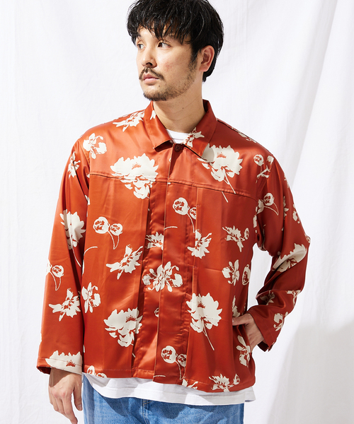 セール】ネガポジ プリント トラッカー シャツブルゾン（シャツ