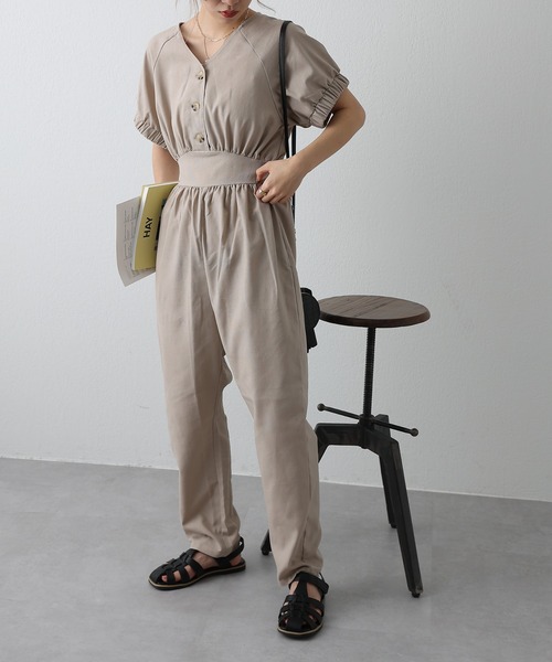 COLONY 2139（コロニートゥーワンスリーナイン）の「麻混Vネックジャンプスーツ/オールインワン（サロペット/オーバーオール・レディース・ブラック/グレイッシュベージュ・FREE）」の19枚目の写真