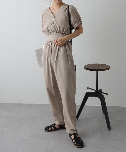 COLONY 2139（コロニートゥーワンスリーナイン）の「麻混Vネックジャンプスーツ/オールインワン（サロペット/オーバーオール・レディース・ブラック/グレイッシュベージュ・FREE）」の20枚目の写真