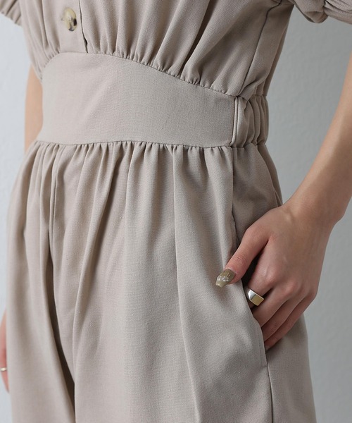 COLONY 2139（コロニートゥーワンスリーナイン）の「麻混Vネックジャンプスーツ/オールインワン（サロペット/オーバーオール・レディース・ブラック/グレイッシュベージュ・FREE）」の9枚目の写真