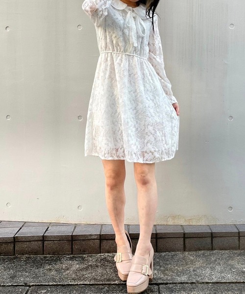 titty＆Co. PETIT（ティティアンドコープティ）の「【titty&Co.PETIT】フラワーレースリボンタイワンピース（ワンピース・レディース・ホワイト・SMALL/MEDIUM）」の3枚目の写真