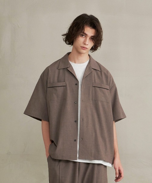 ＪＵＧＬＡＮＳ（ユグランス）の「【Revo.】オープンカラーパイピング半袖シャツ（シャツ/ブラウス・メンズ・ベージュ/カーキ/ブラック・L/M）」の3枚目の写真
