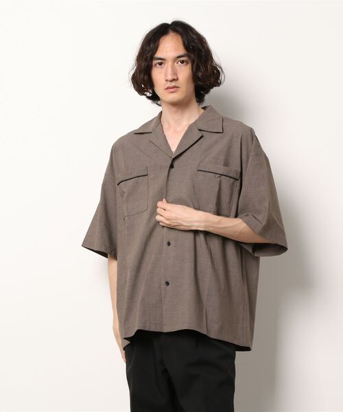 ＪＵＧＬＡＮＳ（ユグランス）の「【Revo.】オープンカラーパイピング半袖シャツ（シャツ/ブラウス・メンズ・ベージュ/カーキ/ブラック・L/M）」の6枚目の写真