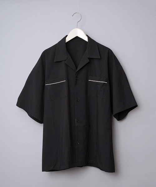 ＪＵＧＬＡＮＳ（ユグランス）の「【Revo.】オープンカラーパイピング半袖シャツ（シャツ/ブラウス・メンズ・ベージュ/カーキ/ブラック・L/M）」の7枚目の写真