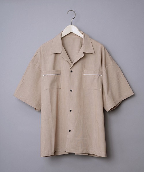 ＪＵＧＬＡＮＳ（ユグランス）の「【Revo.】オープンカラーパイピング半袖シャツ（シャツ/ブラウス・メンズ・ベージュ/カーキ/ブラック・L/M）」の8枚目の写真