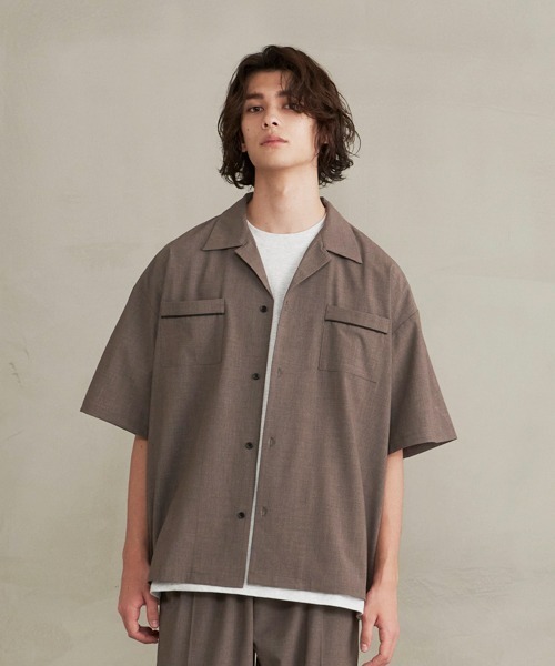 ＪＵＧＬＡＮＳ（ユグランス）の「【Revo.】オープンカラーパイピング半袖シャツ（シャツ/ブラウス・メンズ・ベージュ/カーキ/ブラック・L/M）」の18枚目の写真
