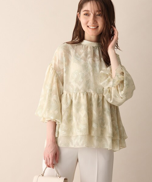 OPAQUE.CLIP（オペークドットクリップ）の「◆フラワージャカードフレアブラウス（シャツ/ブラウス・レディース・ブラック系/ベージュ系・38）」の2枚目の写真
