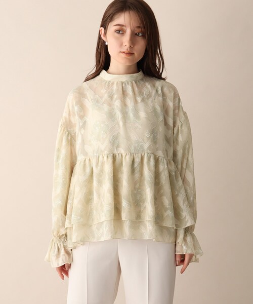 OPAQUE.CLIP（オペークドットクリップ）の「◆フラワージャカードフレアブラウス（シャツ/ブラウス・レディース・ブラック系/ベージュ系・38）」の3枚目の写真