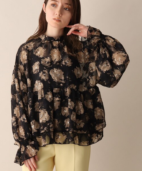 OPAQUE.CLIP（オペークドットクリップ）の「◆フラワージャカードフレアブラウス（シャツ/ブラウス・レディース・ブラック系/ベージュ系・38）」の18枚目の写真