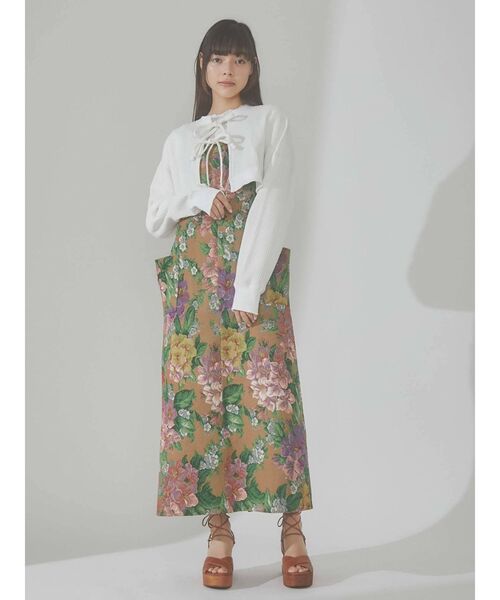 merry jenny（メリージェニー）の「ショートワッフルリボンカーディガン（Tシャツ/カットソー・レディース・オフホワイト/アイボリー/ブラック・FREE）」の4枚目の写真