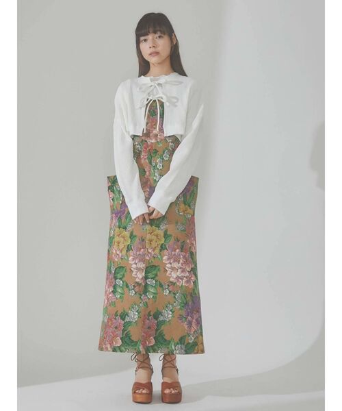 merry jenny（メリージェニー）の「ショートワッフルリボンカーディガン（Tシャツ/カットソー・レディース・オフホワイト/アイボリー/ブラック・FREE）」の8枚目の写真