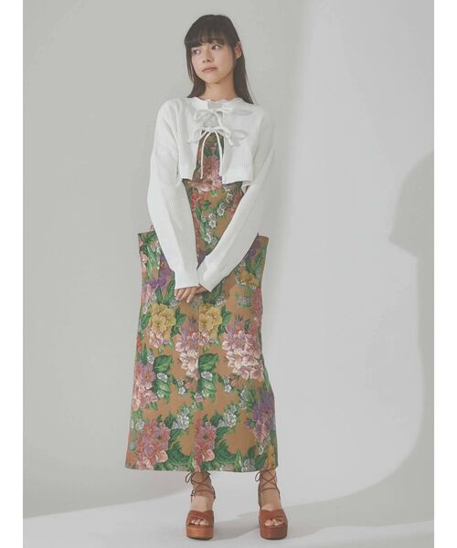 merry jenny（メリージェニー）の「ショートワッフルリボンカーディガン（Tシャツ/カットソー・レディース・オフホワイト/アイボリー/ブラック・FREE）」の10枚目の写真