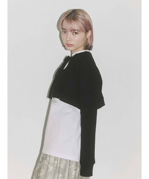 merry jenny（メリージェニー）の「ショートワッフルリボンカーディガン（Tシャツ/カットソー・レディース・オフホワイト/アイボリー/ブラック・FREE）」の14枚目の写真