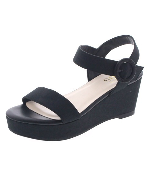 JELLY BEANS（ジェリービーンズ）の「型押しバックルベルトサンダル(204-4672)JELLY BEANS(ジェリービーンズ)（サンダル・レディース・ブラック/ベージュ/ネイビー/グレイッシュベージュ・LL/L/M/S）」の2枚目の写真