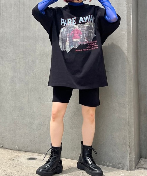 PBLIM（ページボーイリム）の「PAGEBOYLIM/ロックグラフィックルーズT（Tシャツ/カットソー・レディース・ブラック/オフホワイト・MEDIUM/LARGE）」の4枚目の写真