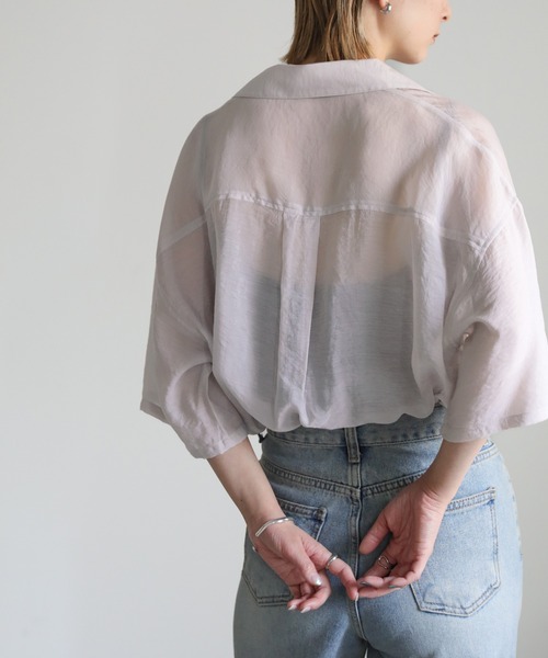 select MOCA（セレクトモカ）の「シアーメンズライクシャツ（シャツ/ブラウス・レディース・ブルー/ベージュ/ブラック・FREE）」の16枚目の写真