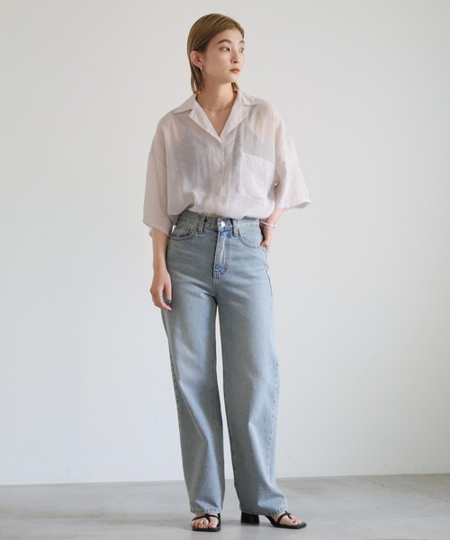 select MOCA（セレクトモカ）の「シアーメンズライクシャツ（シャツ/ブラウス・レディース・ブルー/ベージュ/ブラック・FREE）」の5枚目の写真