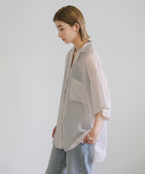 select MOCA（セレクトモカ）の「シアーメンズライクシャツ（シャツ/ブラウス・レディース・ブルー/ベージュ/ブラック・FREE）」の15枚目の写真