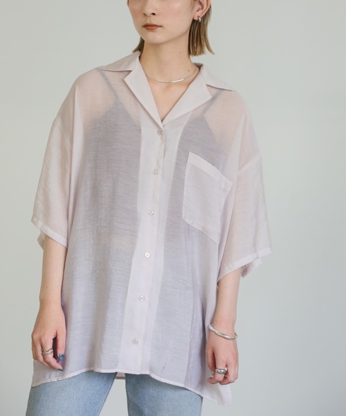 select MOCA（セレクトモカ）の「シアーメンズライクシャツ（シャツ/ブラウス・レディース・ブルー/ベージュ/ブラック・FREE）」の14枚目の写真