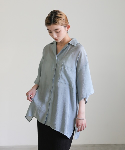 select MOCA（セレクトモカ）の「シアーメンズライクシャツ（シャツ/ブラウス・レディース・ブルー/ベージュ/ブラック・FREE）」の8枚目の写真