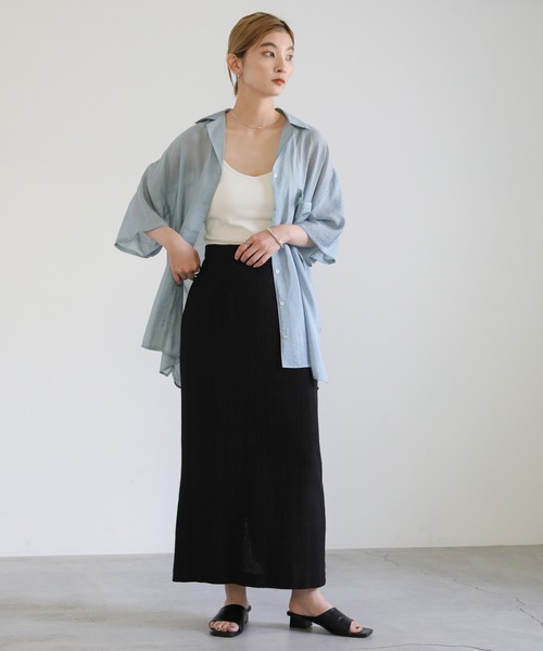 select MOCA（セレクトモカ）の「シアーメンズライクシャツ（シャツ/ブラウス・レディース・ブルー/ベージュ/ブラック・FREE）」の4枚目の写真