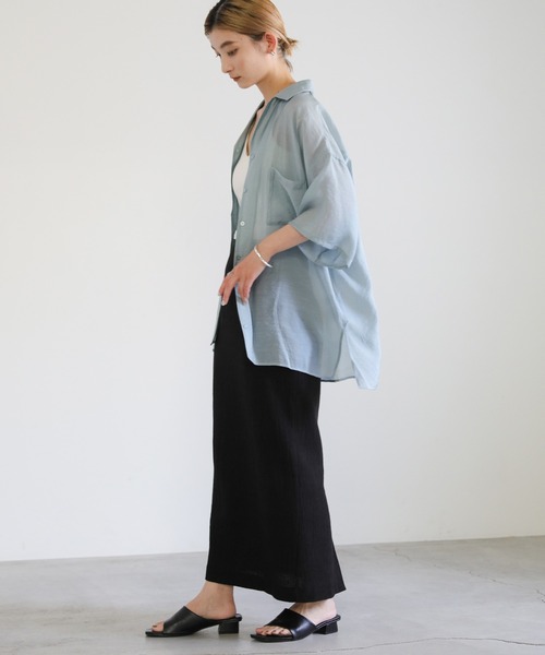 select MOCA（セレクトモカ）の「シアーメンズライクシャツ（シャツ/ブラウス・レディース・ブルー/ベージュ/ブラック・FREE）」の9枚目の写真