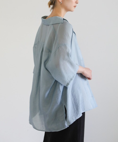 select MOCA（セレクトモカ）の「シアーメンズライクシャツ（シャツ/ブラウス・レディース・ブルー/ベージュ/ブラック・FREE）」の13枚目の写真