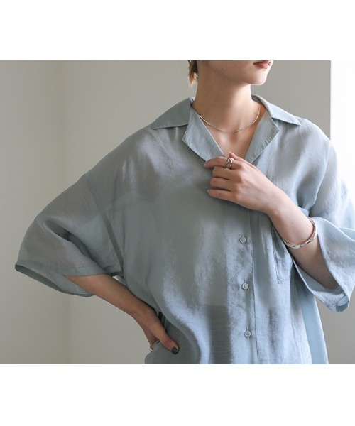 select MOCA（セレクトモカ）の「シアーメンズライクシャツ（シャツ/ブラウス・レディース・ブルー/ベージュ/ブラック・FREE）」の11枚目の写真