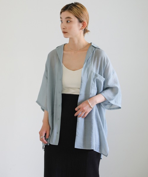 select MOCA（セレクトモカ）の「シアーメンズライクシャツ（シャツ/ブラウス・レディース・ブルー/ベージュ/ブラック・FREE）」の12枚目の写真