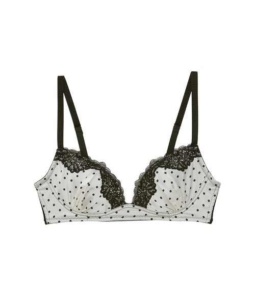 LILY BROWN(リリーブラウン)の「【LILY BROWN Lingerie】サテンレース/ランジェレットノンワイヤーブラ(ブラジャー・レディース・ドット/ブルー・4/1/2/3)」の3枚目の写真
