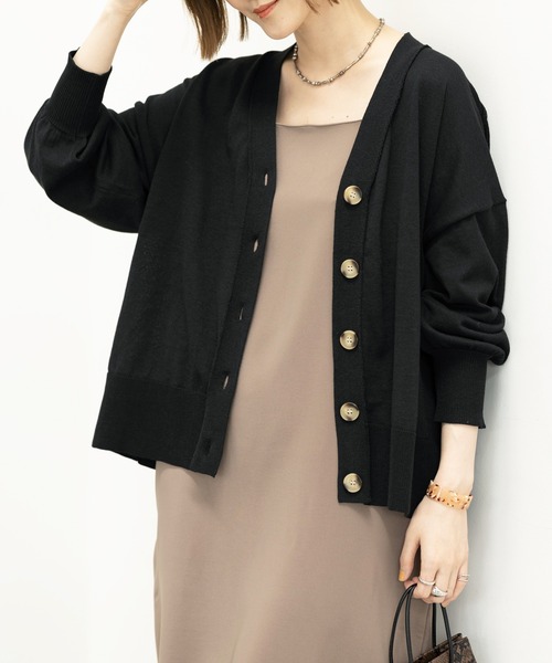 GeeRA（ジーラ）の「ワイドシルエットカーディガン（カーディガン/ボレロ・レディース・ブラック/ベージュ/ピンク・MEDIUM/LARGE/X-LARGE）」の2枚目の写真