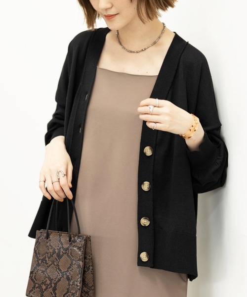 GeeRA（ジーラ）の「ワイドシルエットカーディガン（カーディガン/ボレロ・レディース・ブラック/ベージュ/ピンク・MEDIUM/LARGE/X-LARGE）」の8枚目の写真
