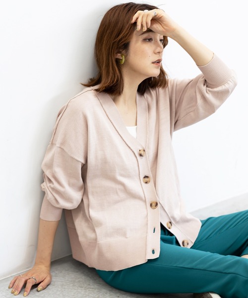 GeeRA（ジーラ）の「ワイドシルエットカーディガン（カーディガン/ボレロ・レディース・ブラック/ベージュ/ピンク・MEDIUM/LARGE/X-LARGE）」の19枚目の写真