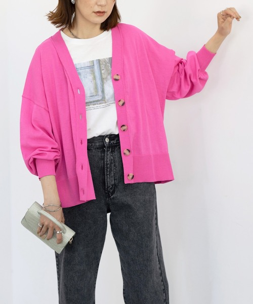 GeeRA（ジーラ）の「ワイドシルエットカーディガン（カーディガン/ボレロ・レディース・ブラック/ベージュ/ピンク・MEDIUM/LARGE/X-LARGE）」の20枚目の写真