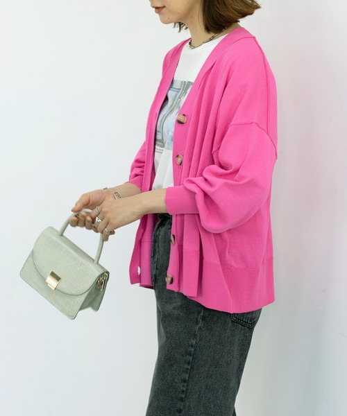 GeeRA（ジーラ）の「ワイドシルエットカーディガン（カーディガン/ボレロ・レディース・ブラック/ベージュ/ピンク・MEDIUM/LARGE/X-LARGE）」の21枚目の写真