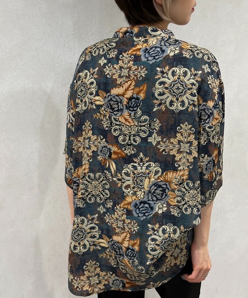 apres jour mignon（アプレジュールミニョン）の「柄バンドカラー半袖シャツ【ZOZOTOWN限定アイテム】（シャツ/ブラウス・レディース・ネイビー/ブルー系その他/グリーン系その他・フリー/X-LARGE）」の7枚目の写真