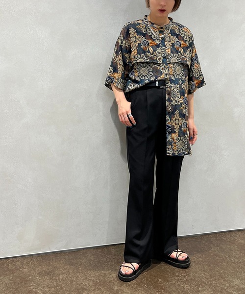 apres jour mignon（アプレジュールミニョン）の「柄バンドカラー半袖シャツ【ZOZOTOWN限定アイテム】（シャツ/ブラウス・レディース・ネイビー/ブルー系その他/グリーン系その他・フリー/X-LARGE）」の9枚目の写真