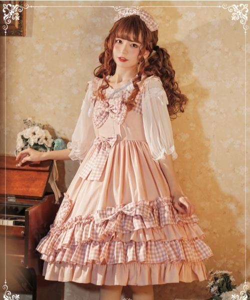 TONE SELECT WEAR(トーンセレクトウェア)の「【emane】リボンチェックティアードロリータワンピース(ワンピース・レディース・ピンク系その他・FREE)」の12枚目の写真