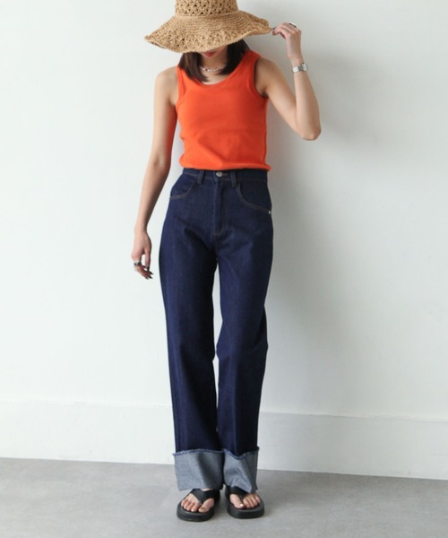 Chillfar（チルファー）の「ロールアップデニムパンツ（デニムパンツ・レディース・ブラック/ネイビー/アイボリー/ワンウォッシュ・MEDIUM/LARGE）」の13枚目の写真