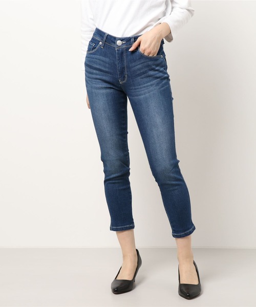 デニム スキニーパンツ【クロップド63cm丈】UVカット 接触冷感