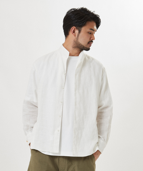 スタンディングリネンシャツ