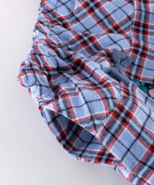 KP(ケーピー)の「先染めチェックと小花柄のボックスプリーツスカパン(100~130cm)(スカート・キッズ・レッド/ブルー・110cm/130cm/120cm/100cm)」の5枚目の写真
