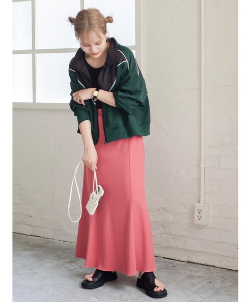 JUMELLE（ジュメロ）の「ワッフルマーメイドロングスカート（スカート・レディース・グリーン/ピンク・FREE）」の3枚目の写真