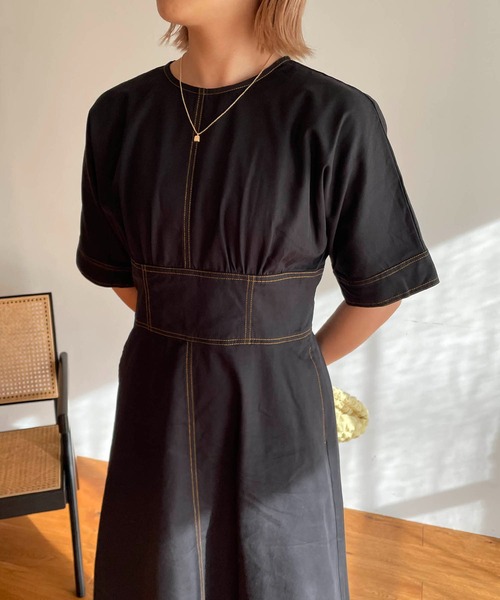 CAPRICIEUX LE'MAGE(カプリシューレマージュ)の「ハイウエストワンピース(ワンピース・レディース・ブルー/ブラック・FREE)」の8枚目の写真